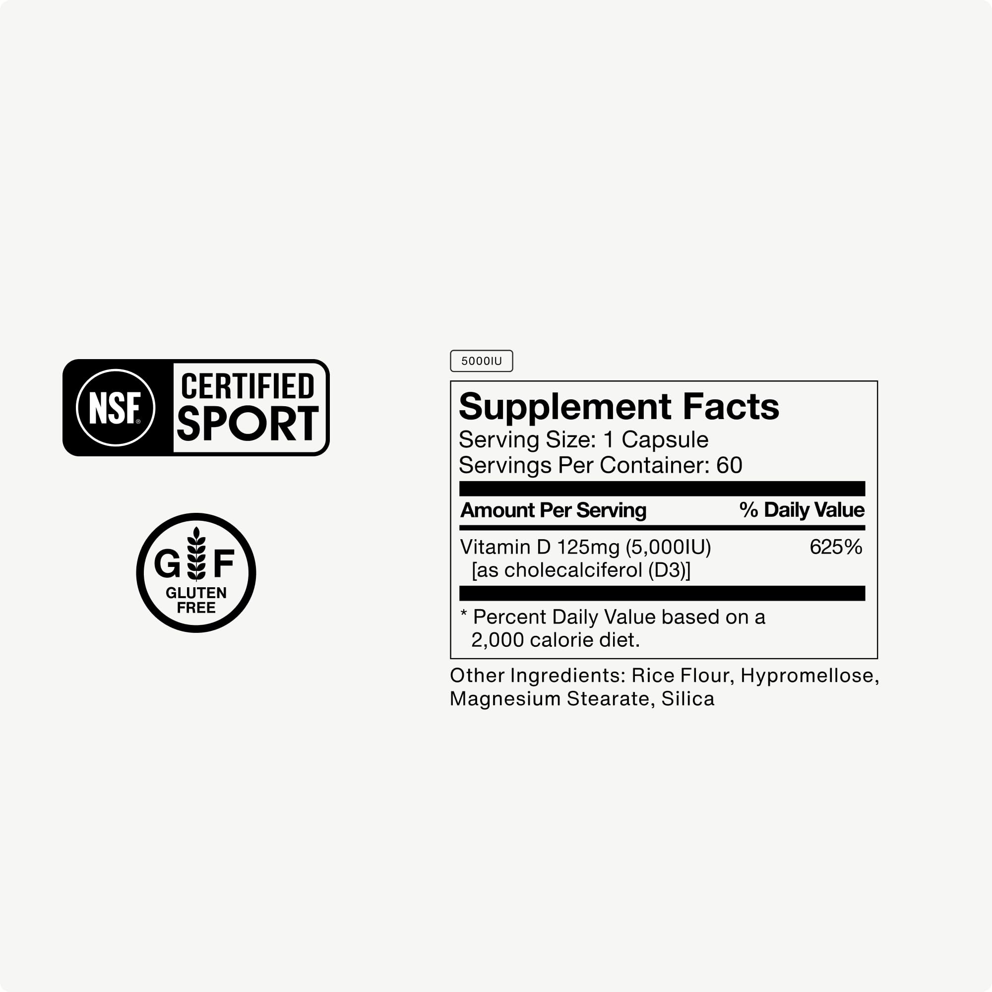 Momentous Vitamina D3: empaque sin gluten para dietas sensibles.