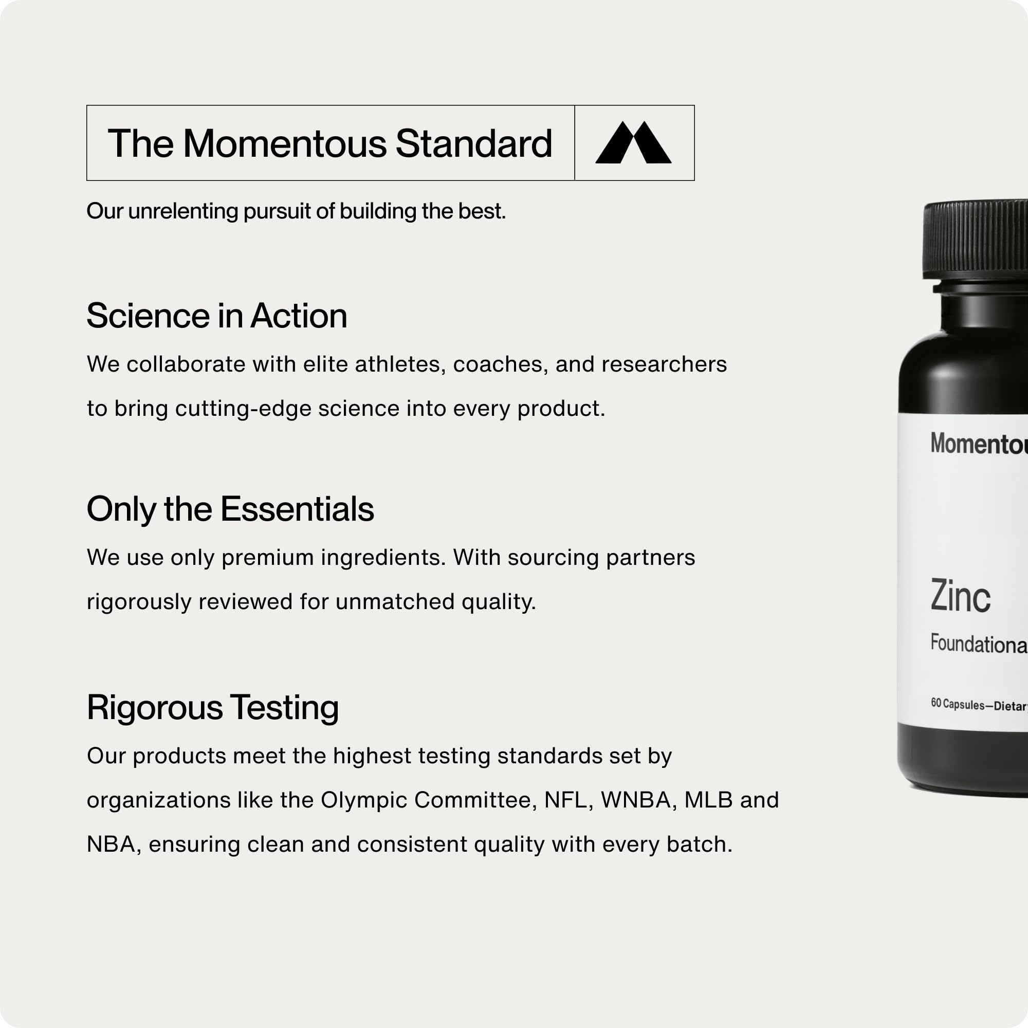 Momentous Zinc Picolinato 15 mg: dosificador limpio para dosis consistentes.