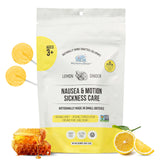 MommaBear caramelos de náusea limón y jengibre, alivio suave para malestar estomacal en viajes.