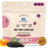 MommaBear Organics caramelos para tos con miel y saúco, alivio suave para la garganta.