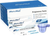 Prueba de embarazo MomMed con 55 tiras para detección temprana.