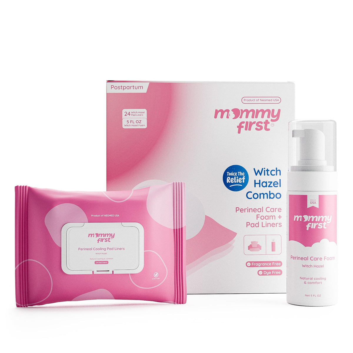 Espuma Mommy First sin alcohol para cuidado posparto, aplicación suave.