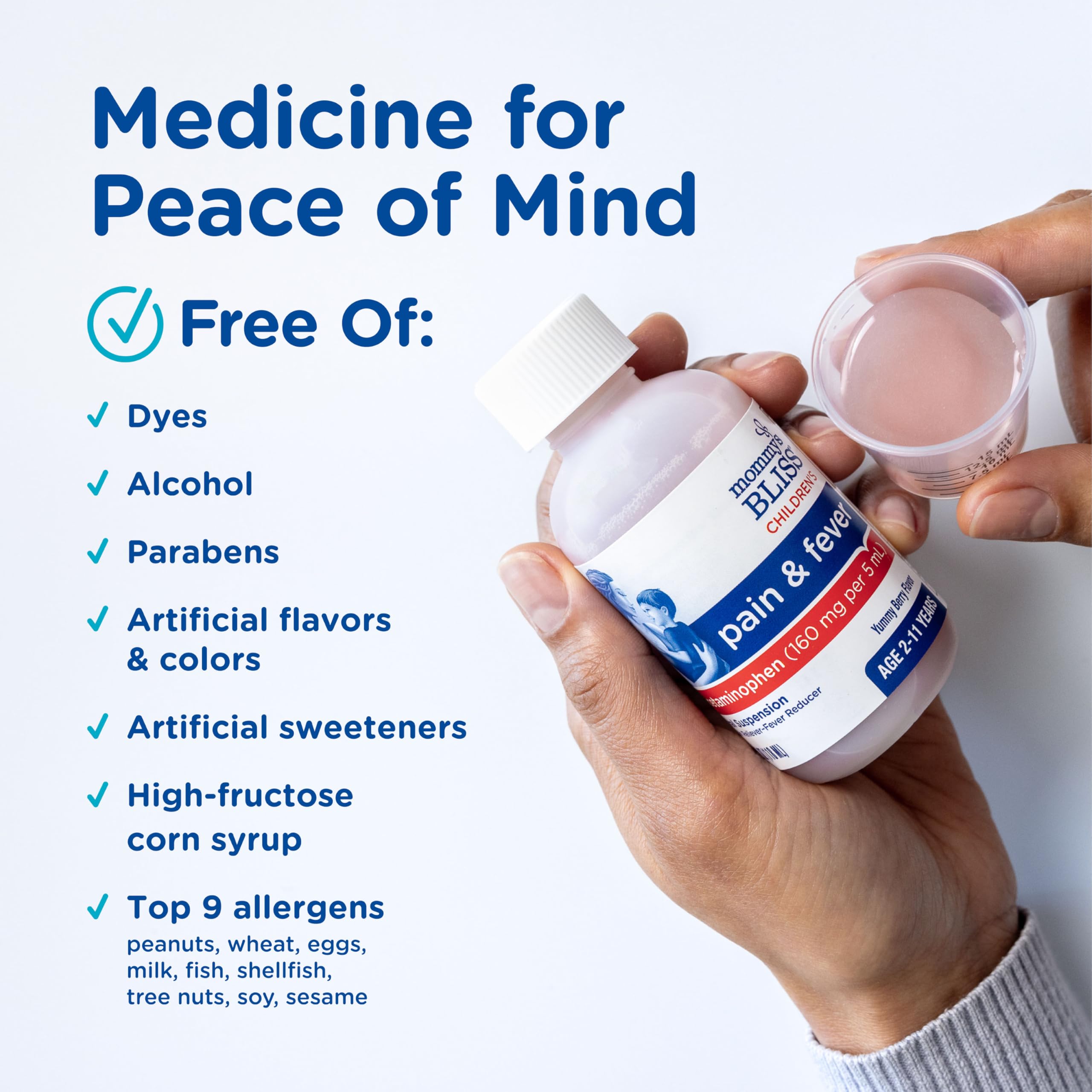 Frasco sin alcohol de Mommy's Bliss acetaminófén líquido infantil