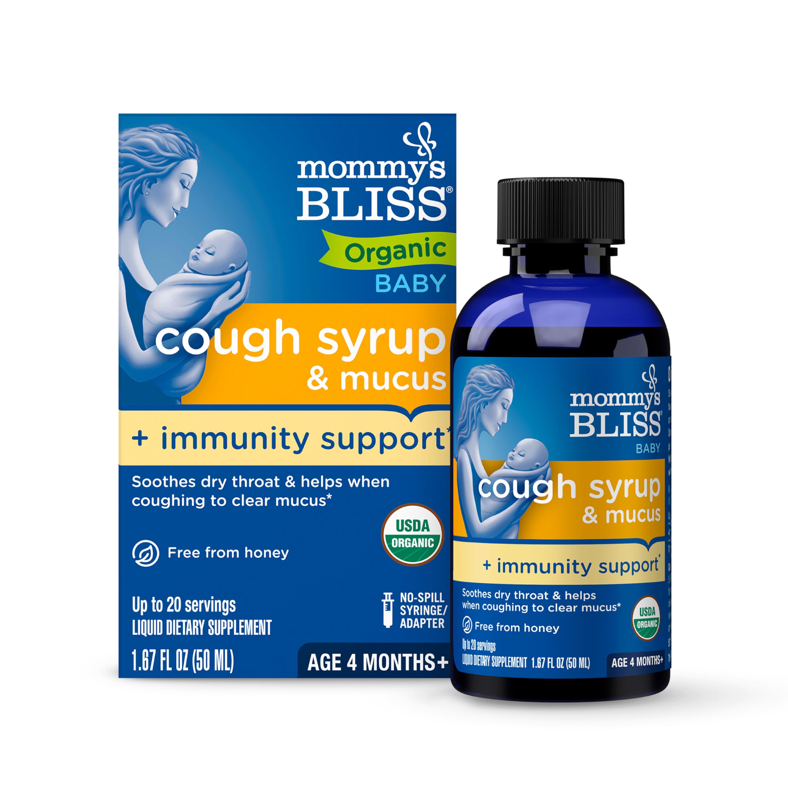 Mommy's Bliss jarabe tos bebé orgánico, alivio suave para tos ocasional