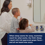 Mommy's Bliss Kids Sleep Liquid etiqueta frontal, información clara para padres.