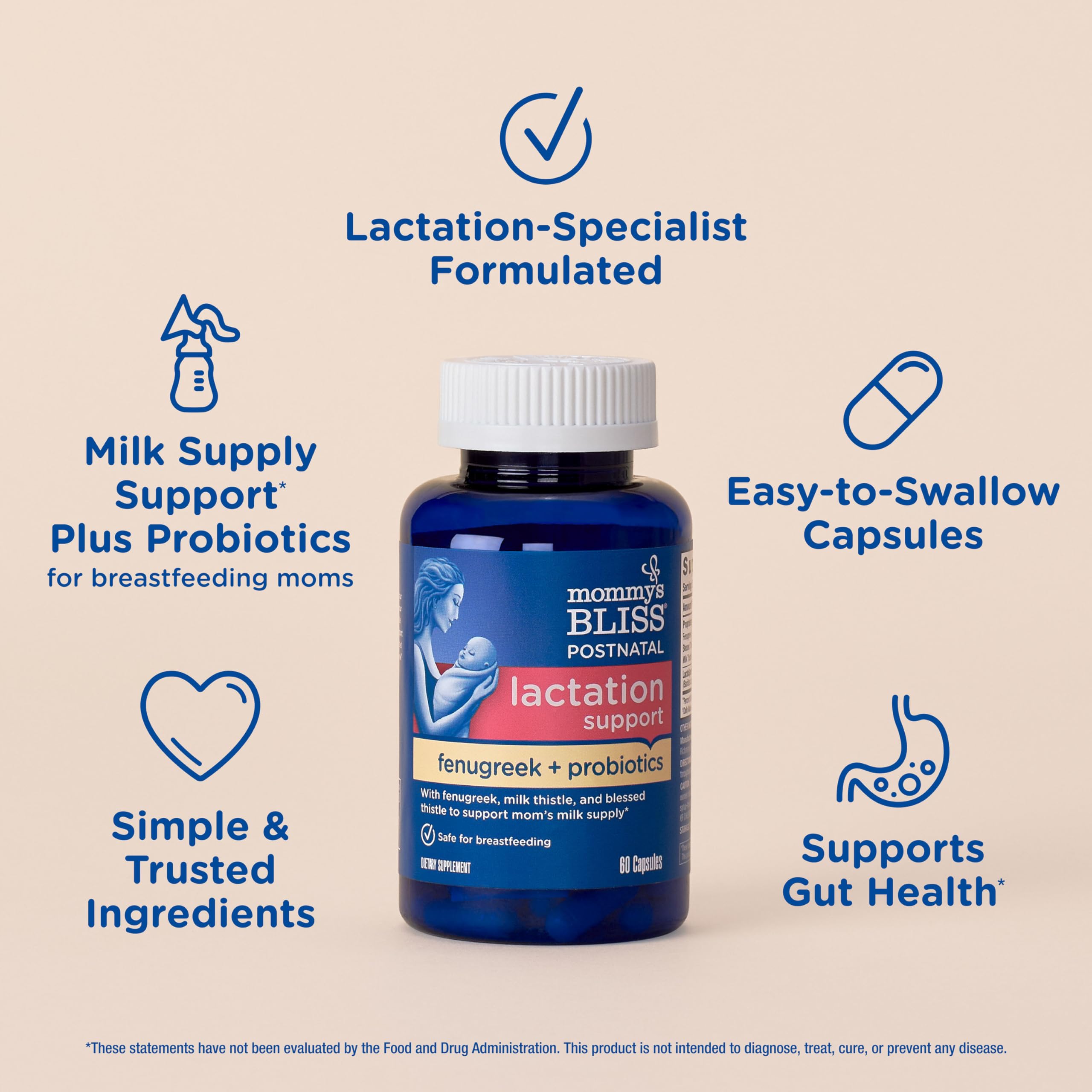 Mezcla probióticos LactoSpore de Mommy's Bliss para inmunidad y digestión.