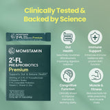 MOMSTAMIN prebiotico-probiotico, fórmula que respalda la salud intestinal.