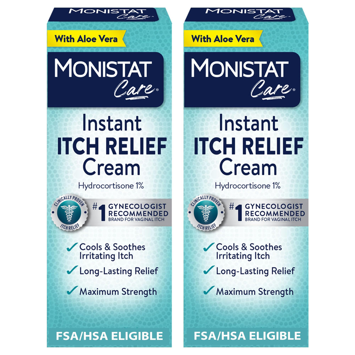 Monistat: crema alivio de prurito instantáneo en dos paquetes.