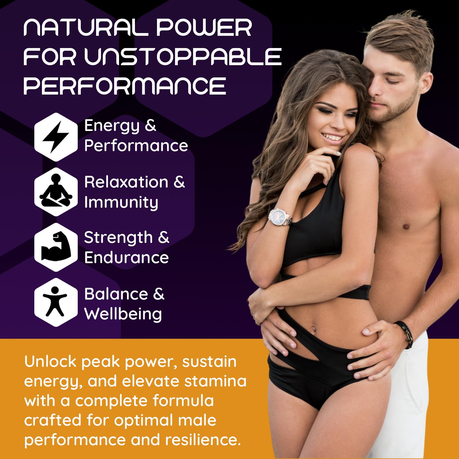 Moogu Organics gomitas Shilajit, escena de deporte: rendimiento constante a lo largo del día.