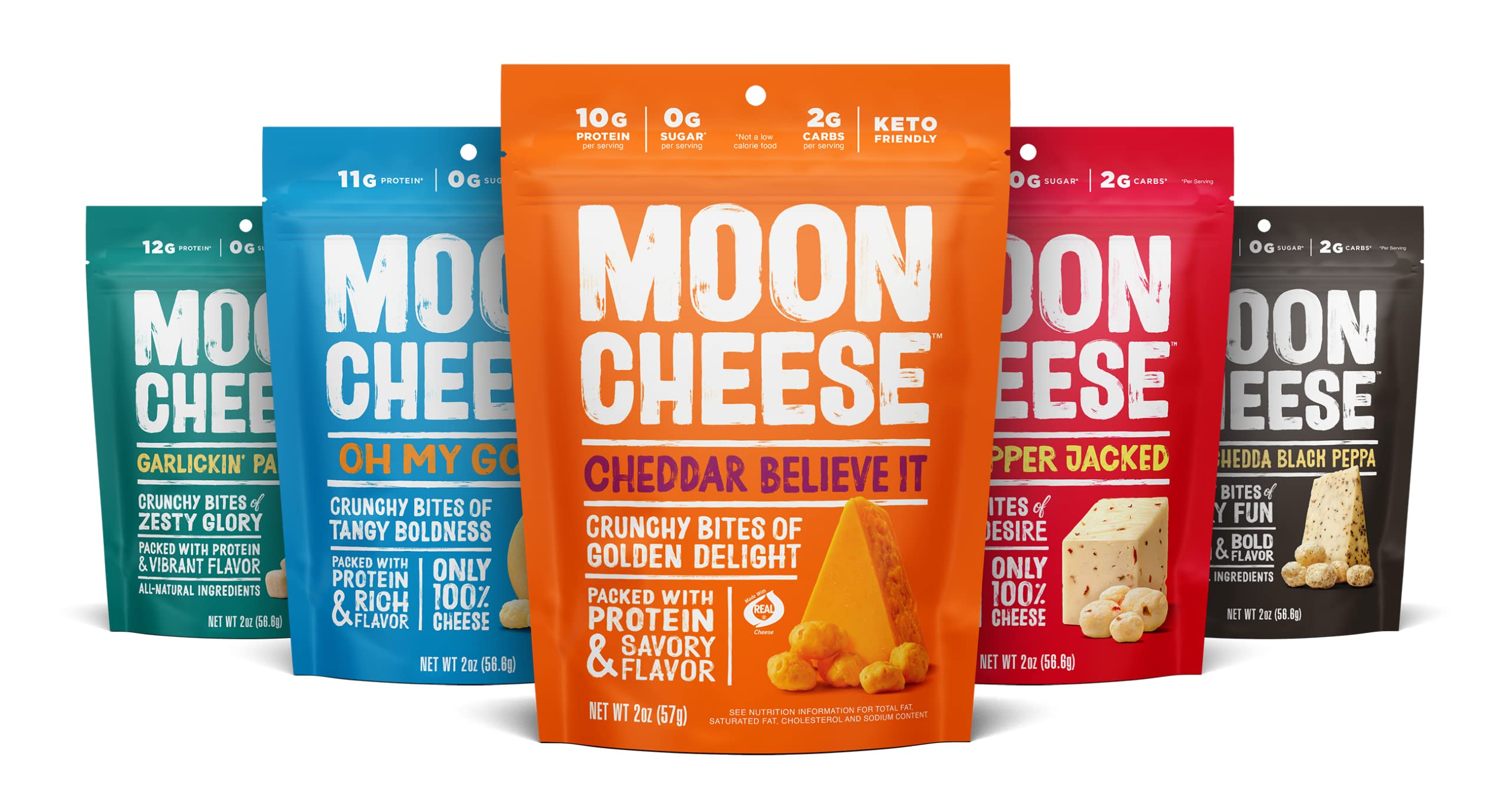 Moon Cheese Bites bundle: bocaditos crujientes y portátiles para snack proteico.