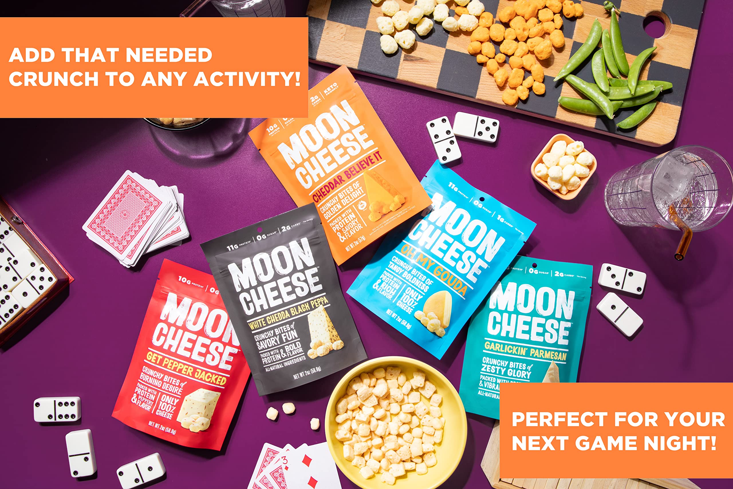 Moon Cheese Bites Pepper Jacked snack apto para dietas cetogénicas.