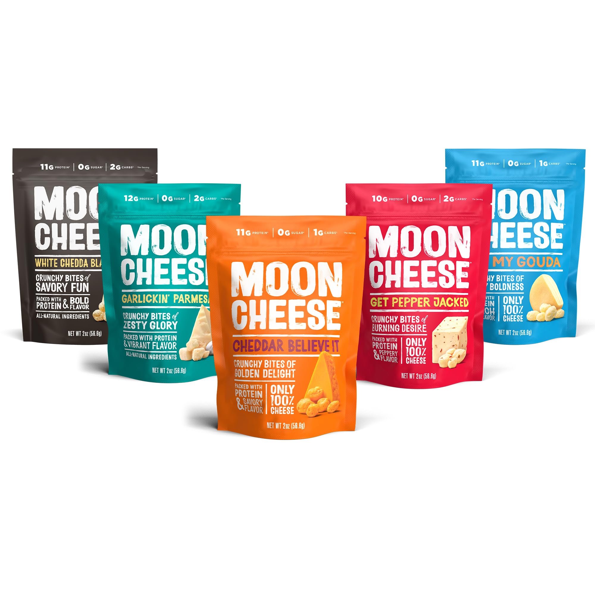 Moon Cheese cheddar crujiente, snack proteico para llevar
