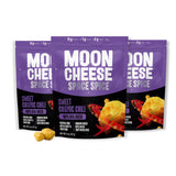 Moon Cheese Space Spice, empaque de 3 bolsas, snack proteico práctico para llevar.