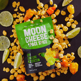 Moon Cheese Space Spice, etiqueta nutricional clara, controla carbohidratos.