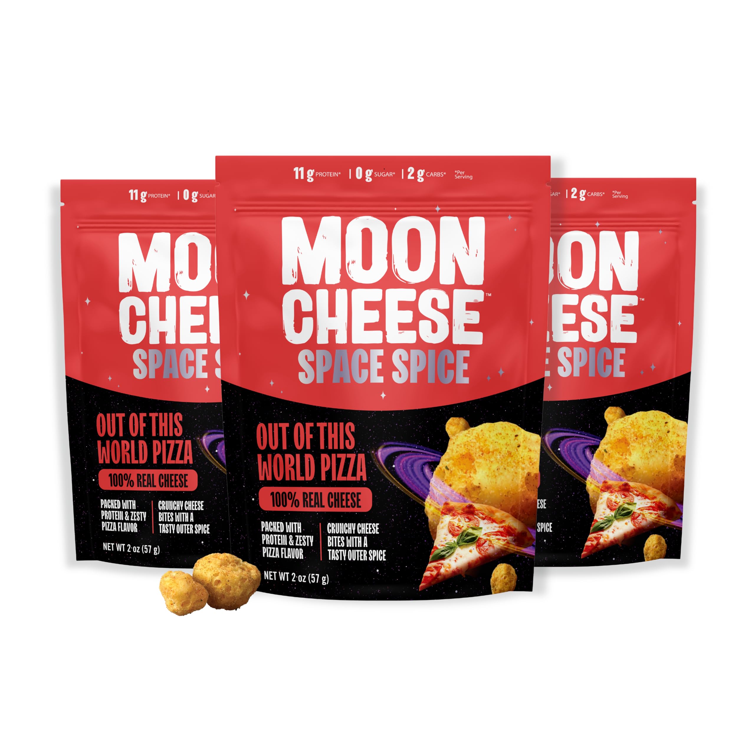 Moon Cheese Space Spice pizza-crujiente: snack proteico para llevar