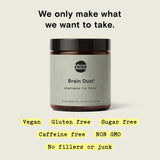 Moon Juice Brain Dust, cuchara medidora lista para mezclar en bebidas.