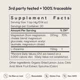 Moon Juice Magnesi-Om etiqueta nutricional clara y transparente.