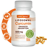 Moon + Mercury etiqueta curcumina liposomal: presentación conveniente para uso diario.