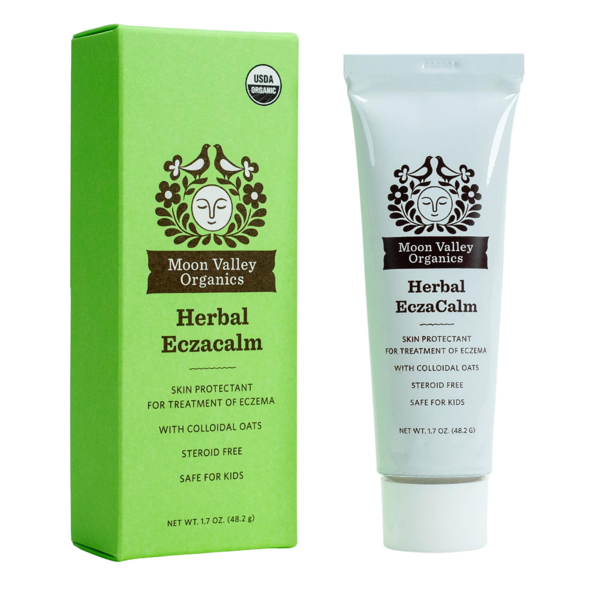 Moon Valley Organics Eczacalm, tubo de aplicación, calma irritación y hidrata la piel seca.