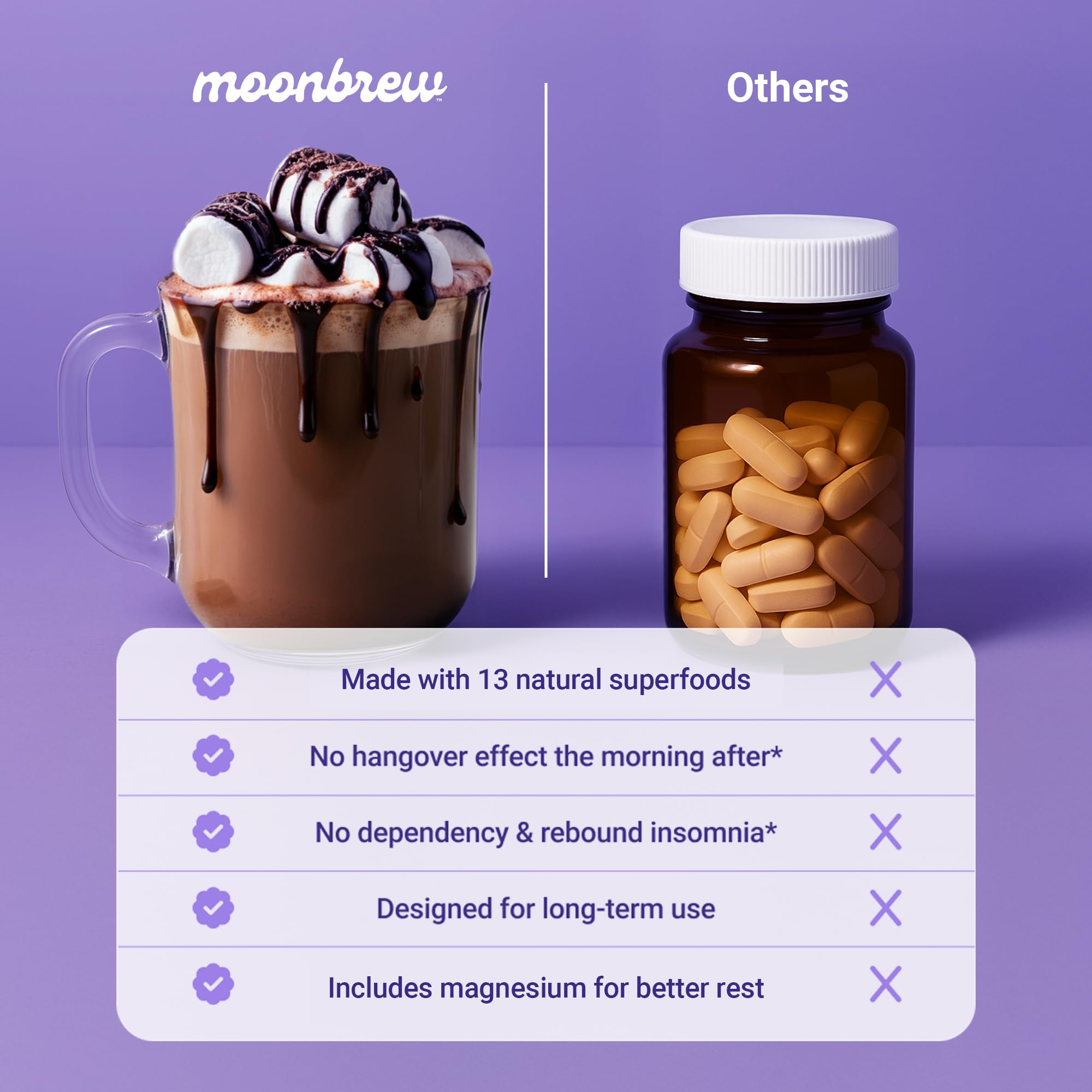 MoonBrew con 13 superalimentos y adaptógenos para apoyo general.