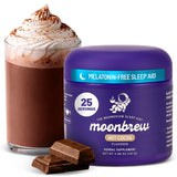 MoonBrew cacao nocturno en taza humeante para relajación nocturna.