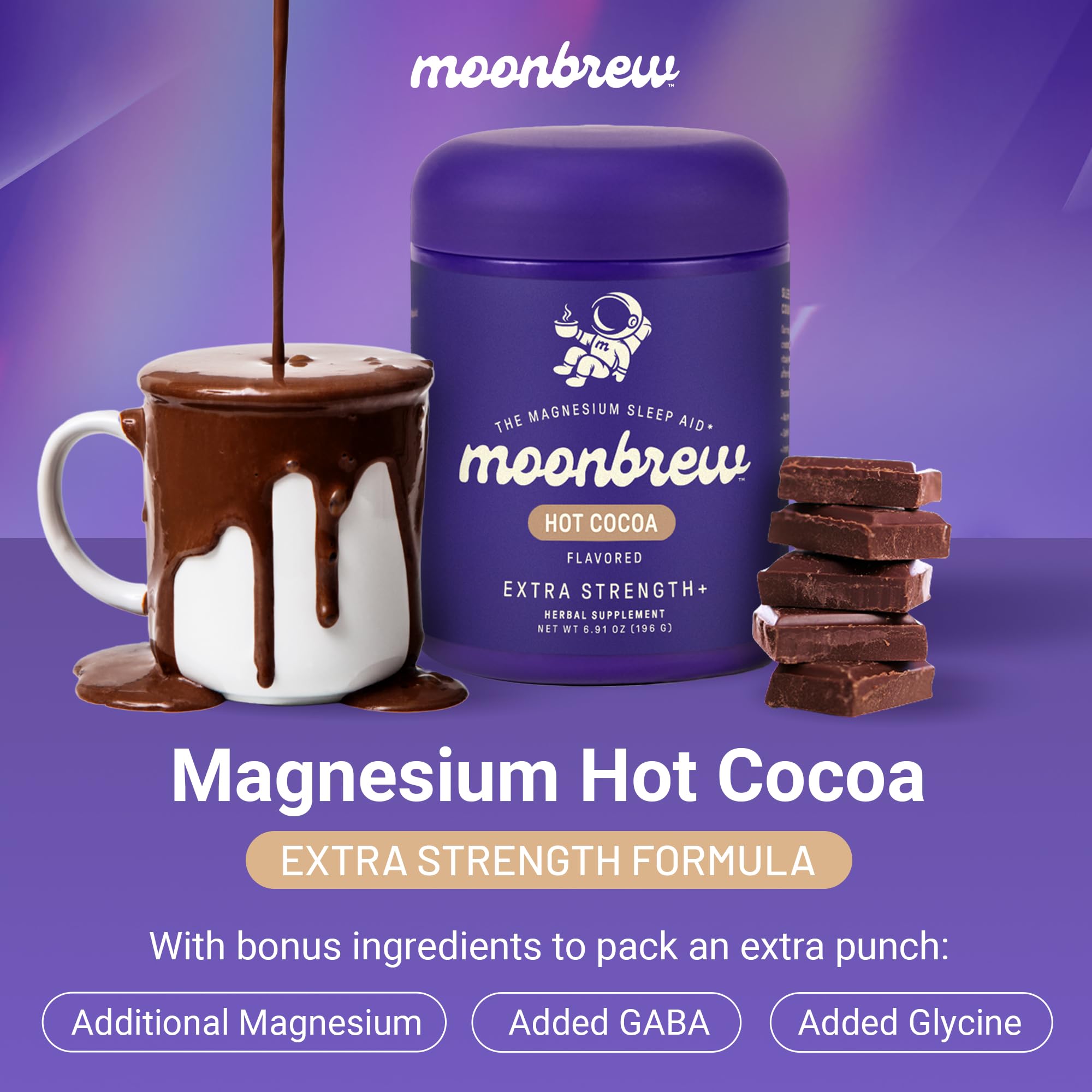 MoonBrew chocolate caliente sin azúcar, sabor suave y reconfortante.