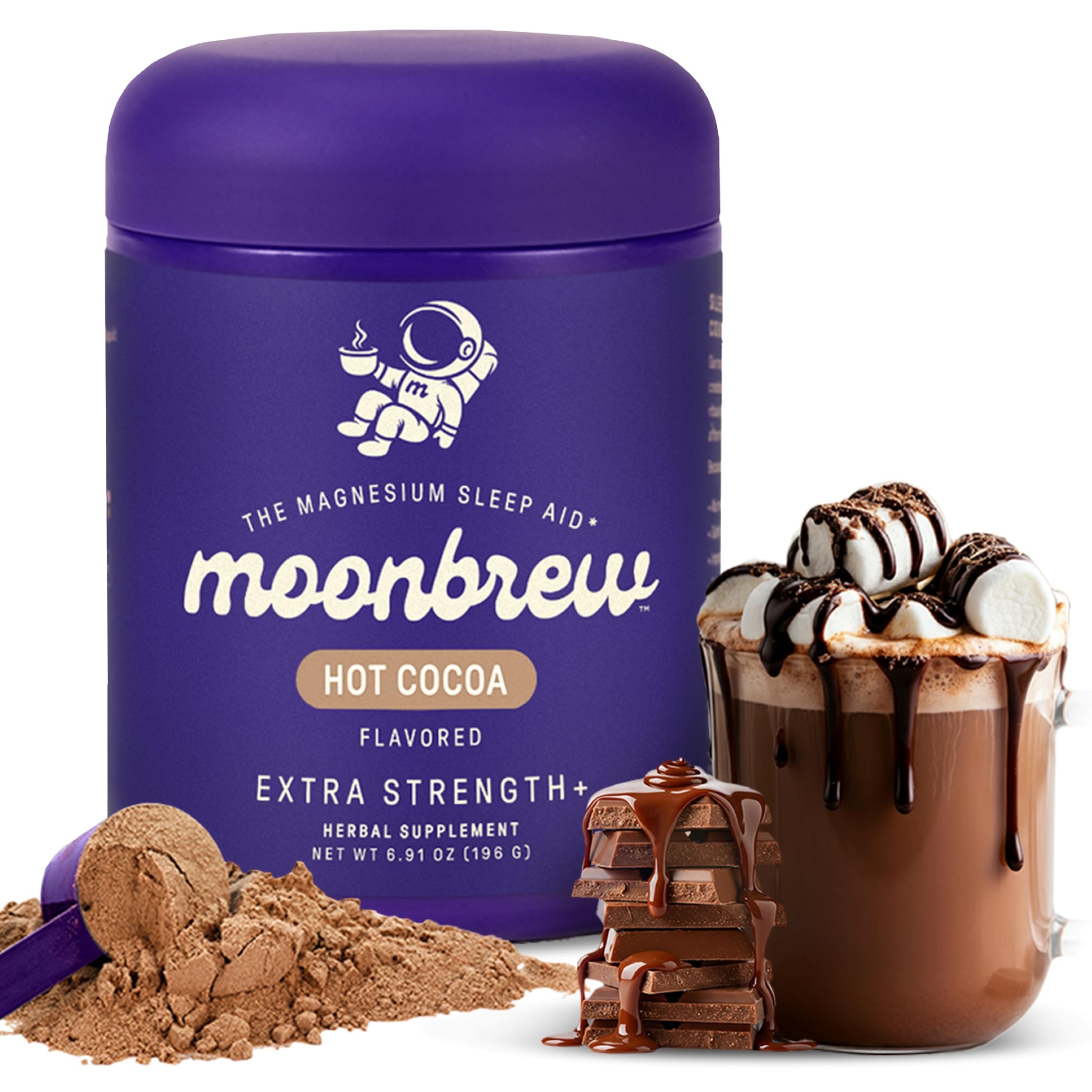 MoonBrew con magnesio y cacao en taza para un ritual nocturno relajante.