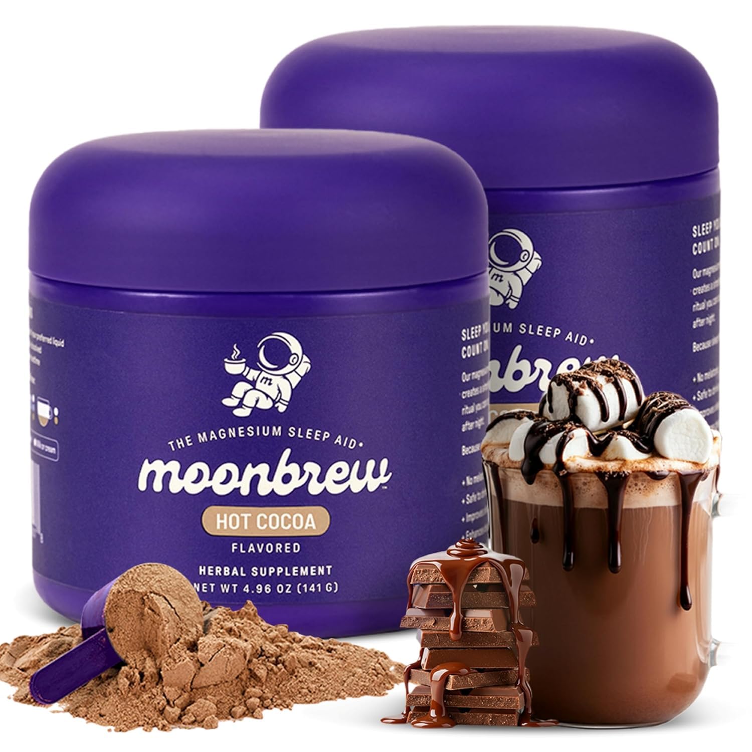 MoonBrew Nighttime cacao en pote para relajación nocturna