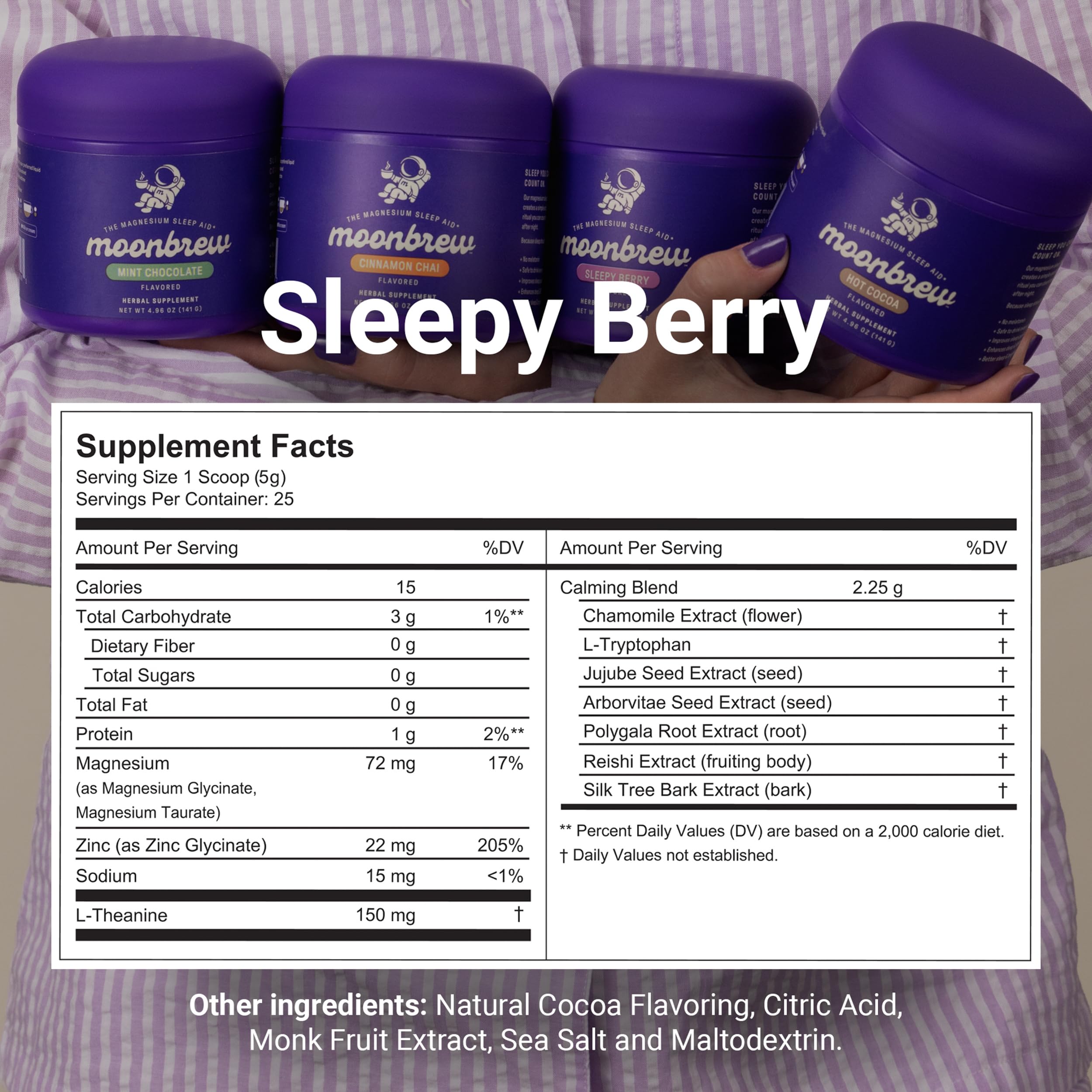 MoonBrew Sleepy Berry, cucharita medidora para dosificar el sabor y la relajación nocturna