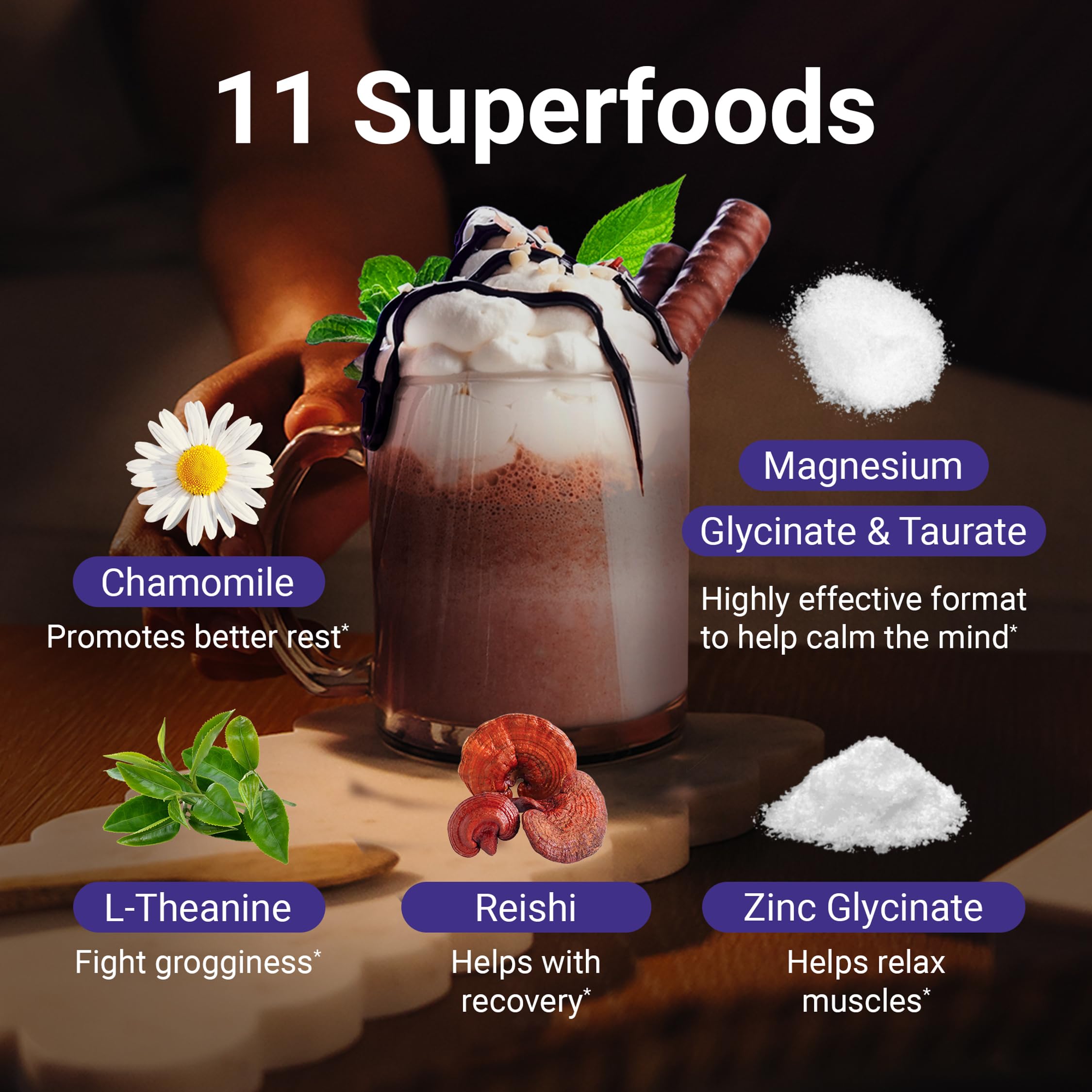 MoonBrew Zinc Glicinato Apoyo, mineral para bienestar general por la noche.