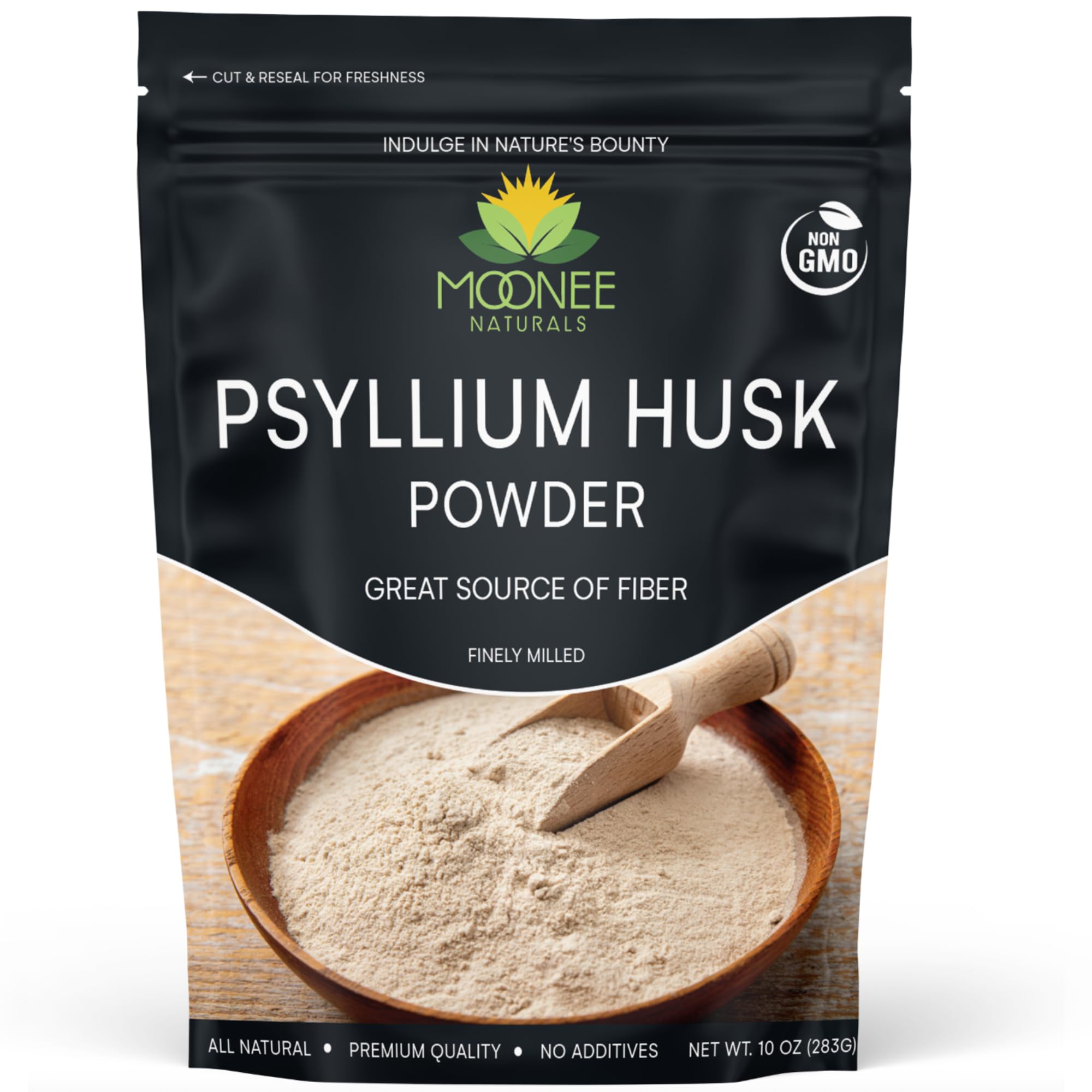 Moonee Naturals Polvo Psyllium envase, fibra natural para regularidad y digestión suave