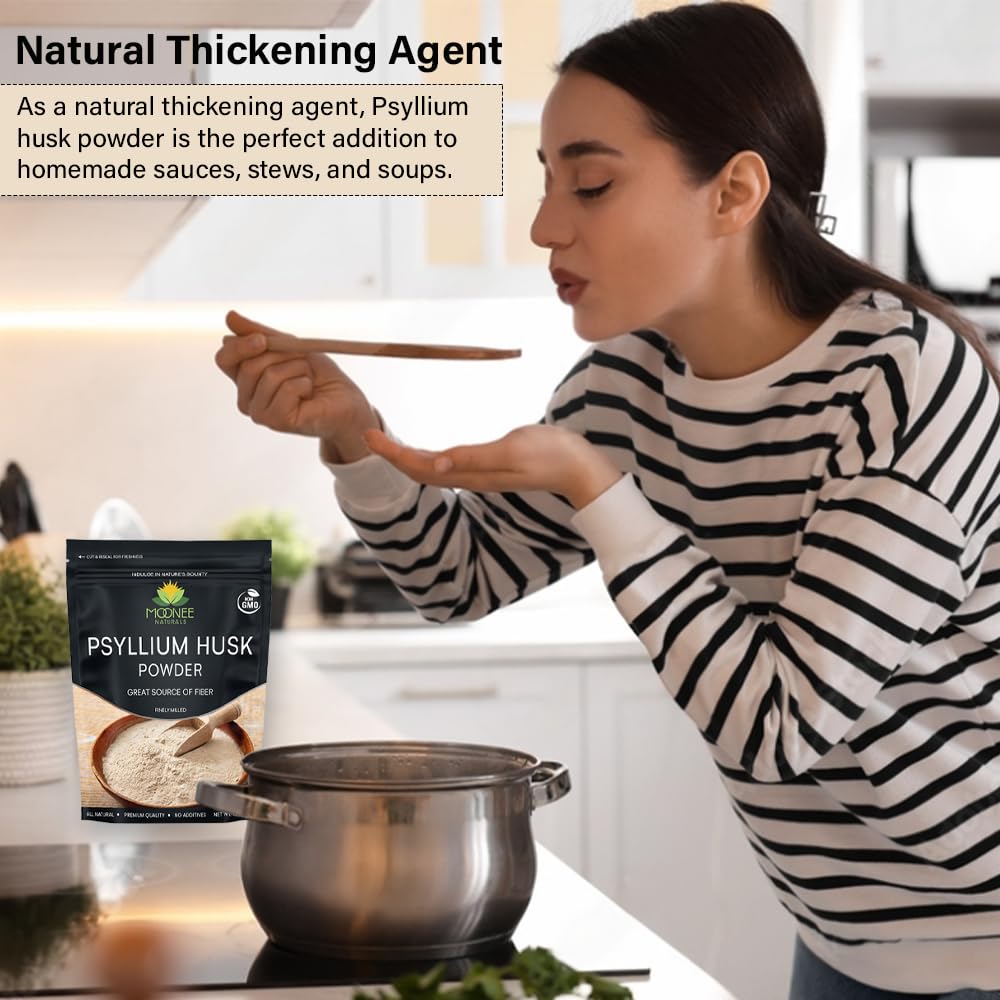 Moonee Naturals Polvo Psyllium para hornear, textura y fibra en repostería saludable