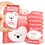 MOONIES toallitas femeninas viaje compactas de 48 unidades, solución práctica para el bolso