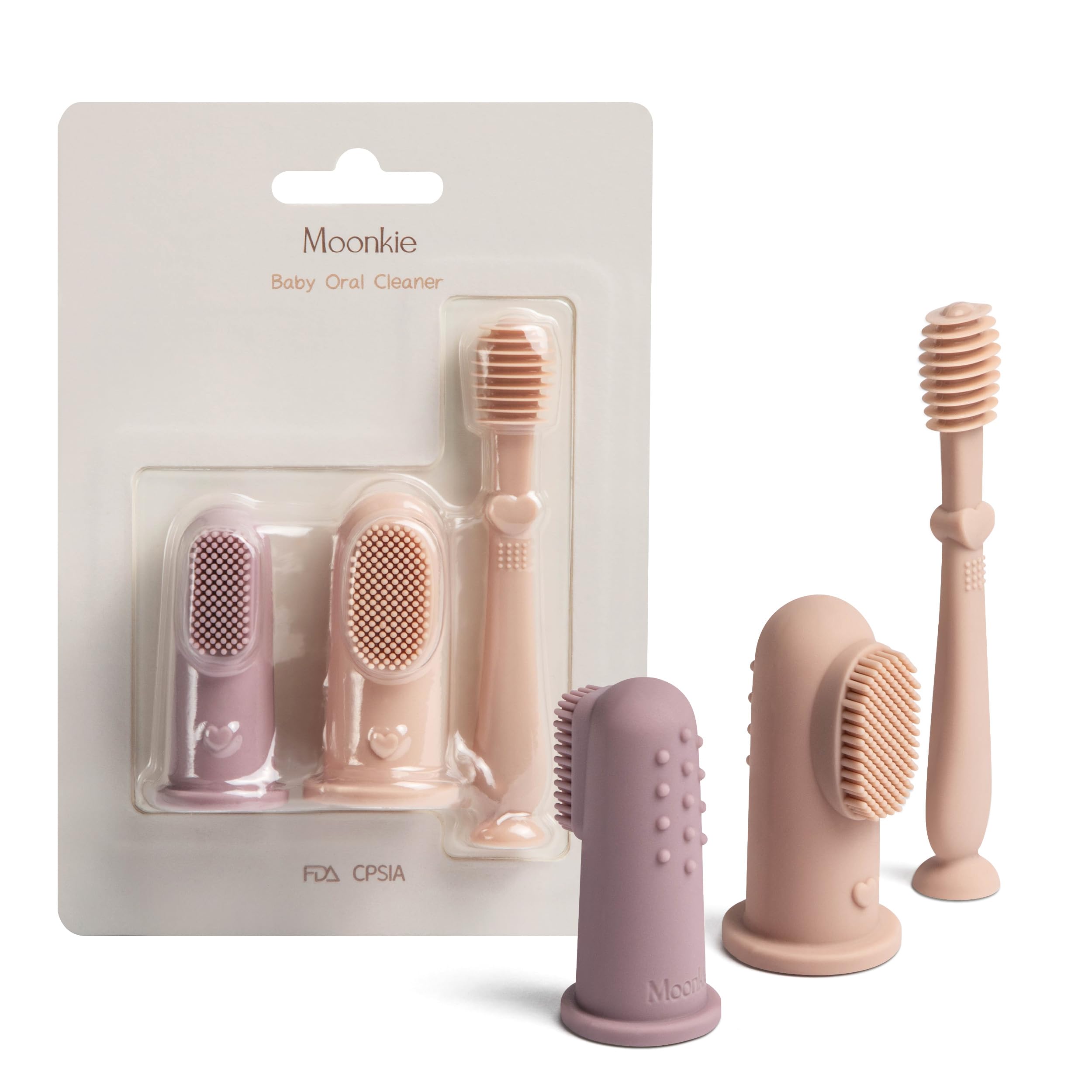 Moonkie conjunto higiene bucal bebe: tres piezas para limpieza suave
