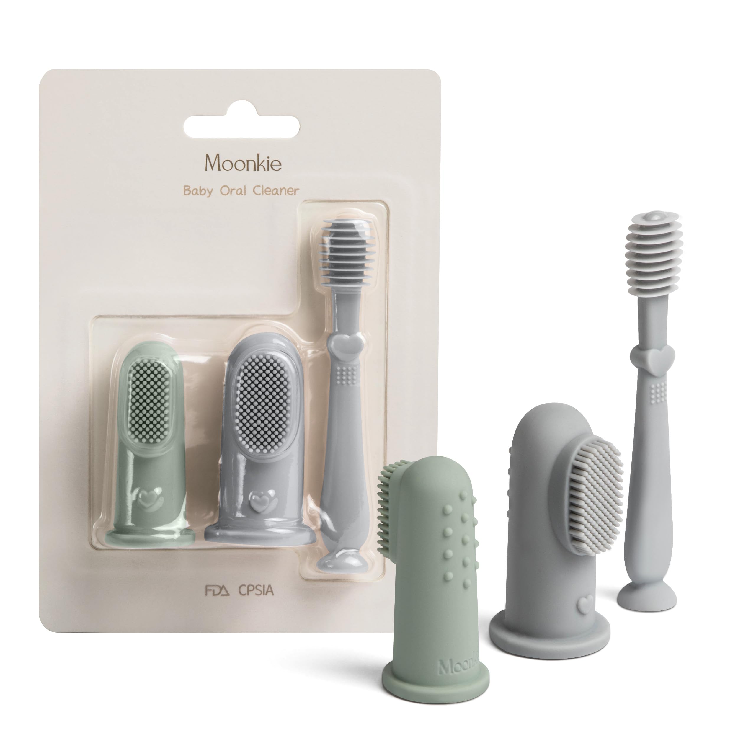 Moonkie pack de cuidado bucal para bebé en azul, ideal para iniciar la higiene oral.