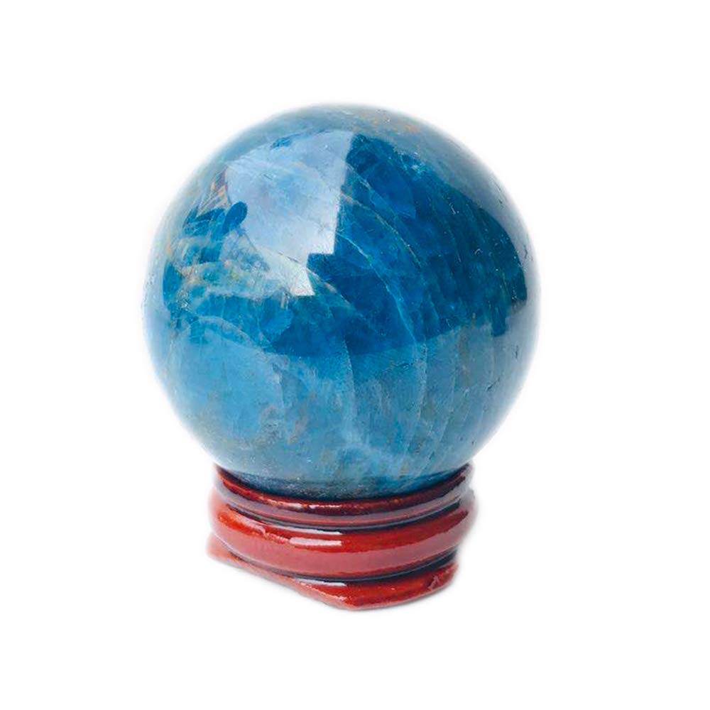 Moonlightcrystal esfera cristal apatita azul 50 mm, decoración elegante para el hogar.
