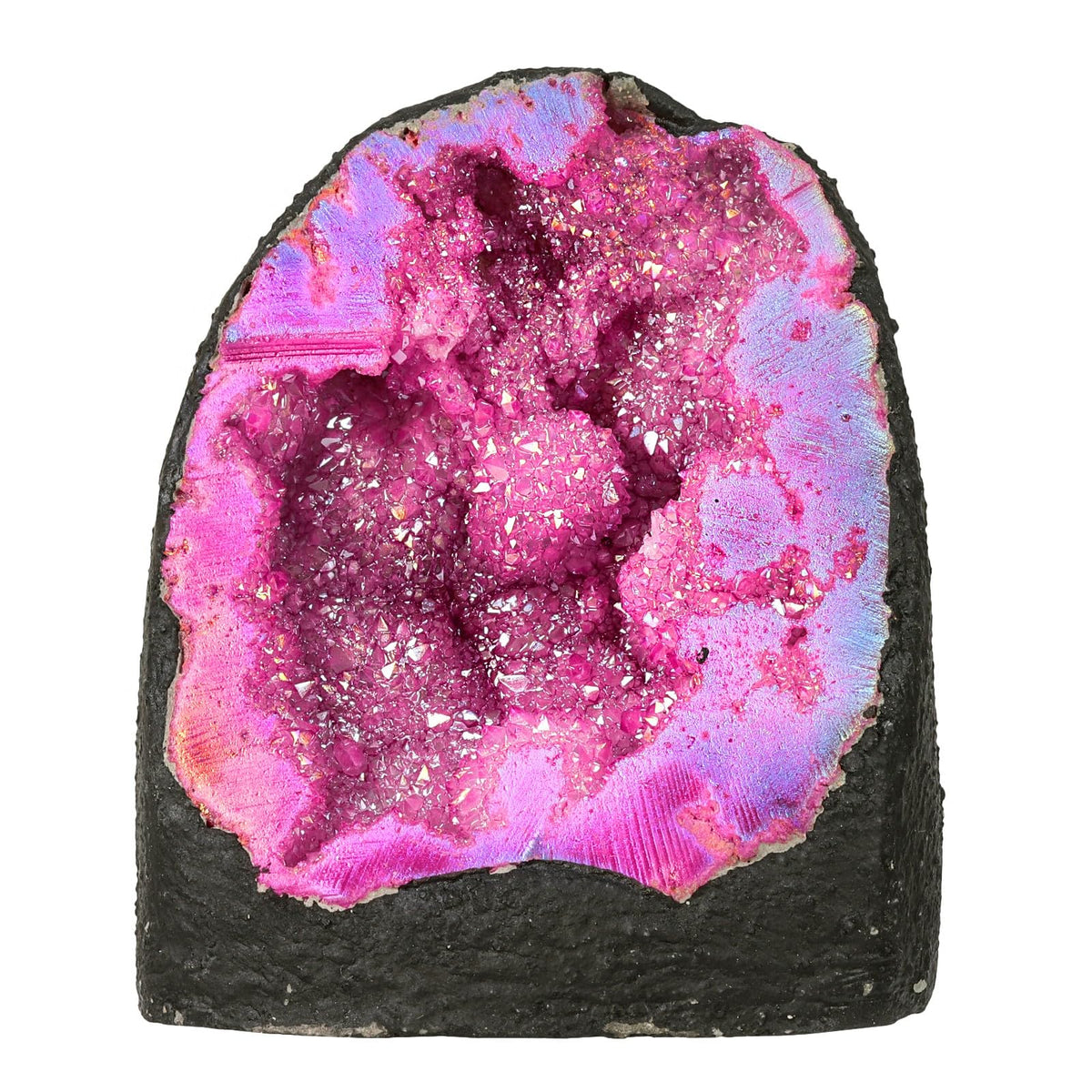 Moonsix geoda cuarzo druzy fucsia con titanio para decoración de escritorio
