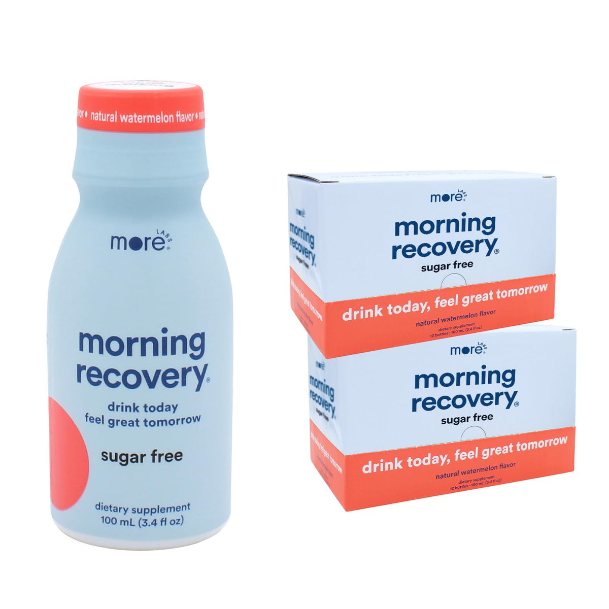 More Labs Morning Recovery, bote porción sandía, lista para hidratar tras beber