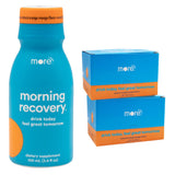 More Labs Morning Recovery DHM Electrolyte: botella vertiendo para hidratarse durante la noche
