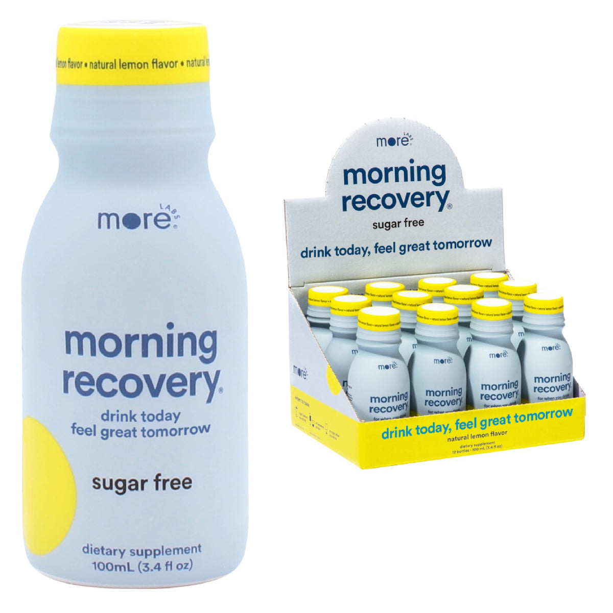 More Labs Morning Recovery, paquete 12 para uso diario y en viajes.