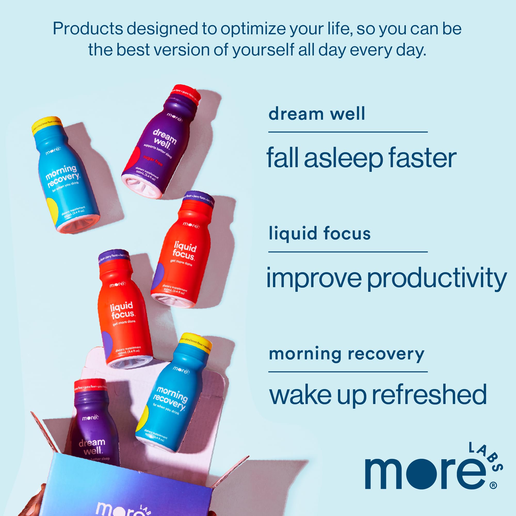 More Labs Morning Recovery DHM Electrolyte, bolso portátil para llevar a cualquier lugar
