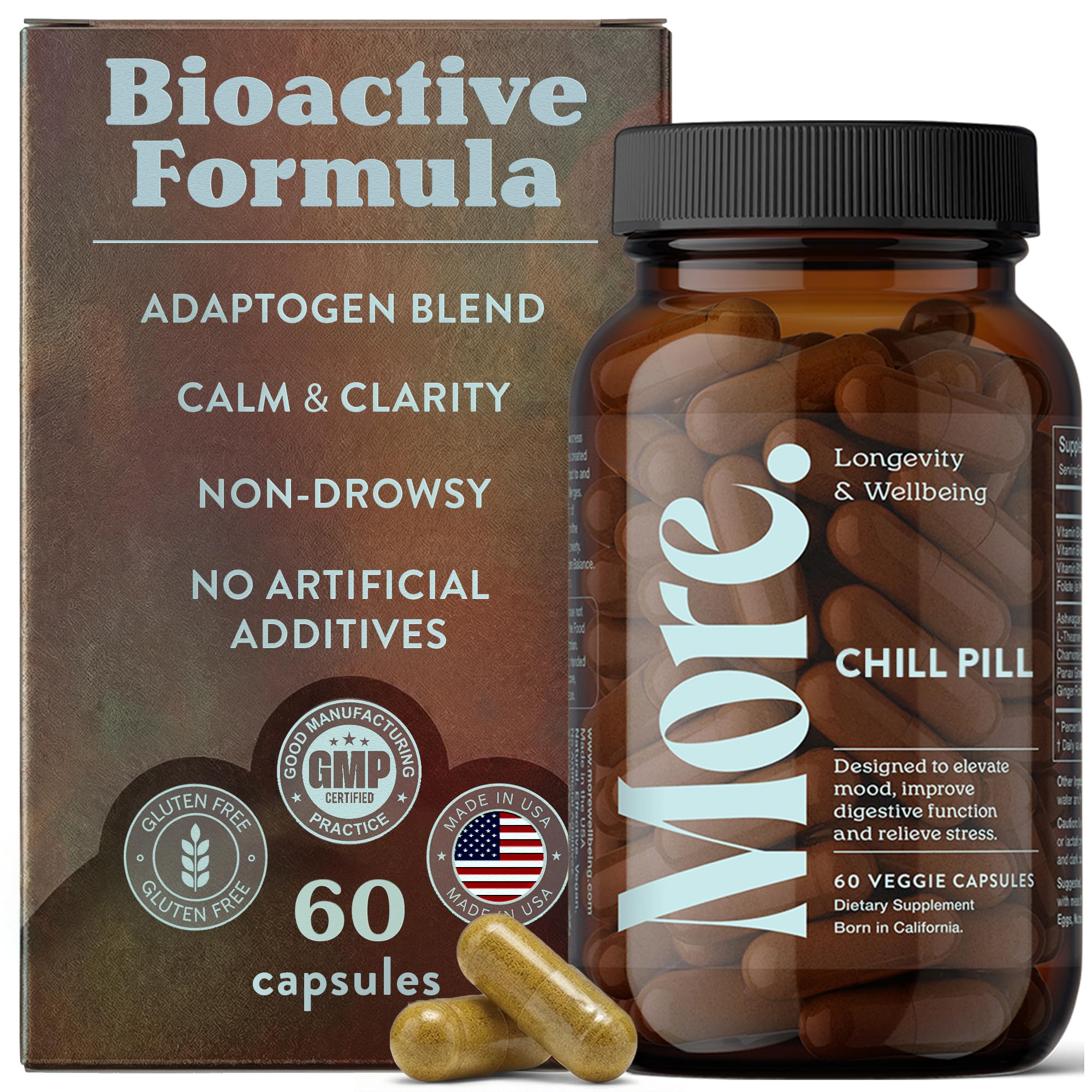 More Chill Pill: cápsulas para apoyo emocional diario y equilibrio.