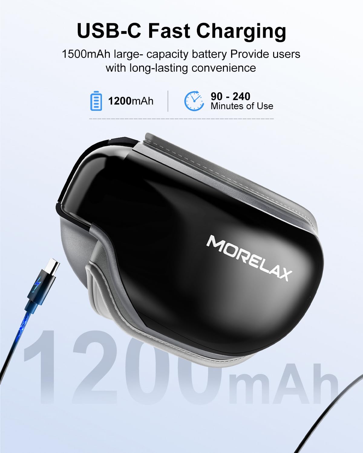 Morelax masajeador ocular con carga Type-C para recargas rápidas