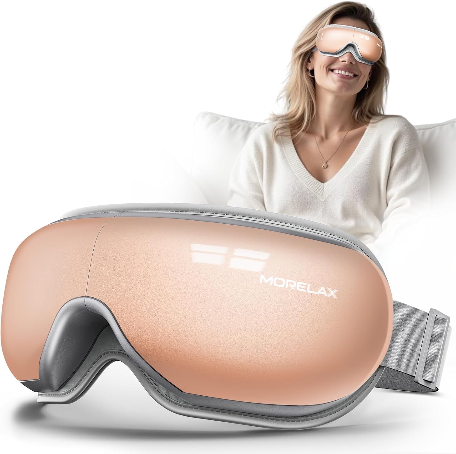 Morelax masajeador-ojos-con-calor para relajación y alivio de fatiga ocular.
