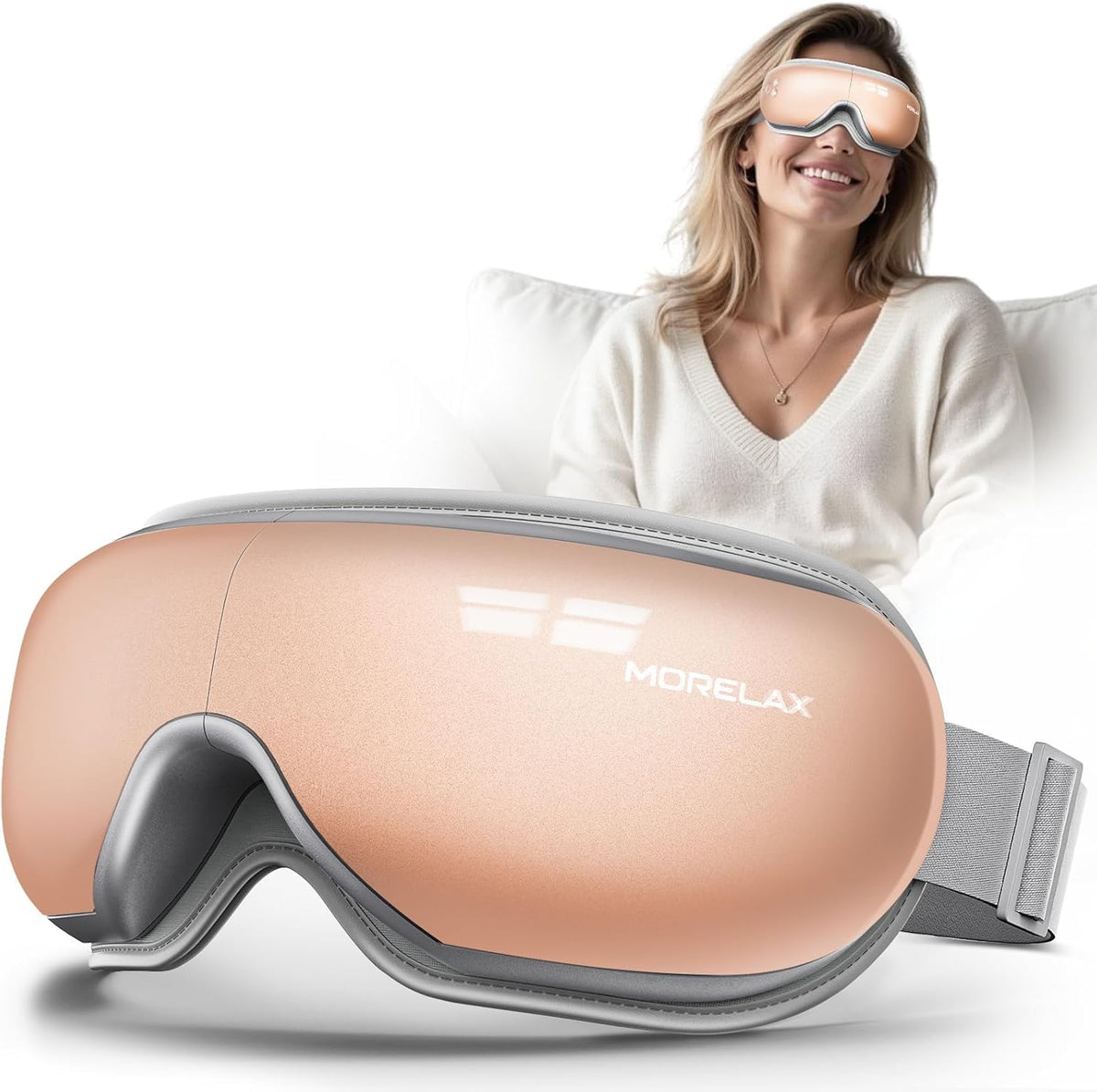 Morelax masajeador-ojos-con-calor para relajación y alivio de fatiga ocular.