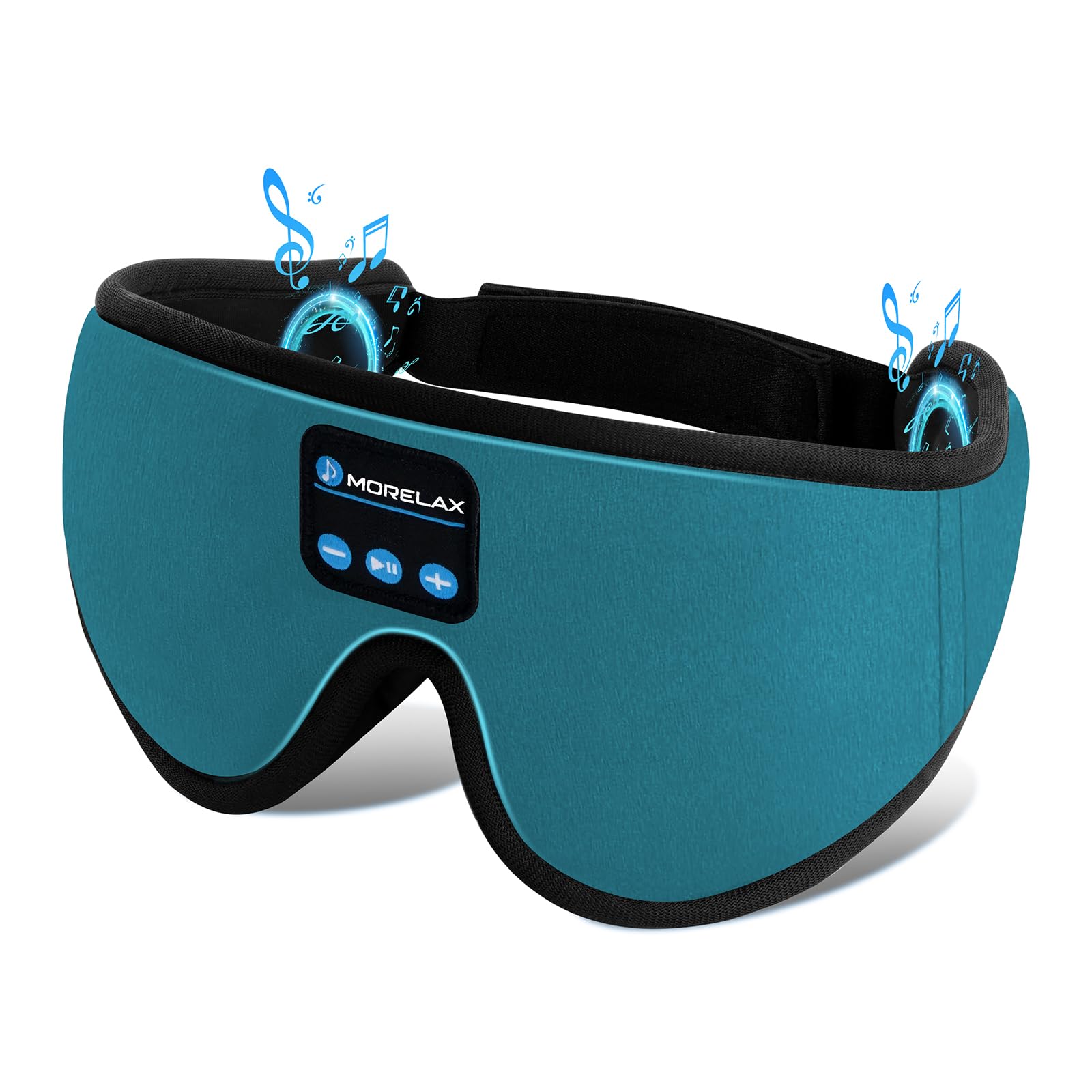 Morelax máscara de sueño con auriculares inalámbricos para dormir escuchando música sin cables.