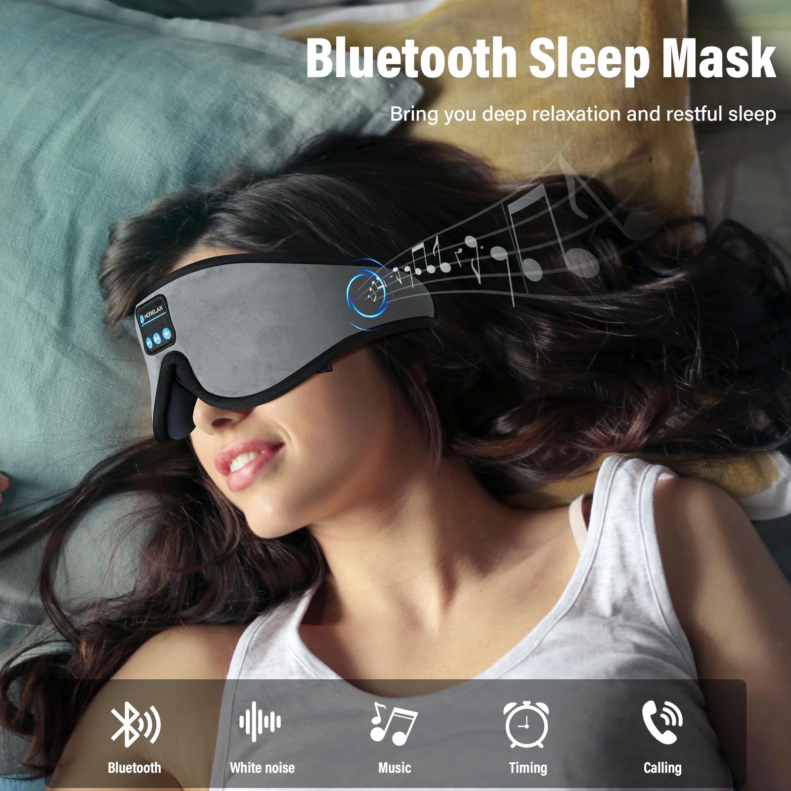Morelax auriculares BT incorporados ofrecen sonido claro para descansar