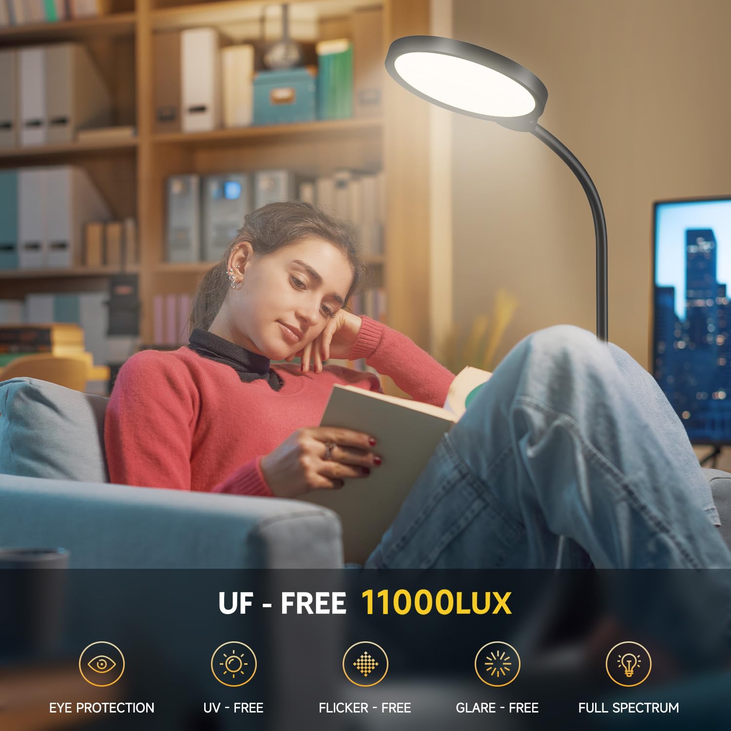 Cuello ajustable 360° Morfone para dirigir la luz donde la necesites.