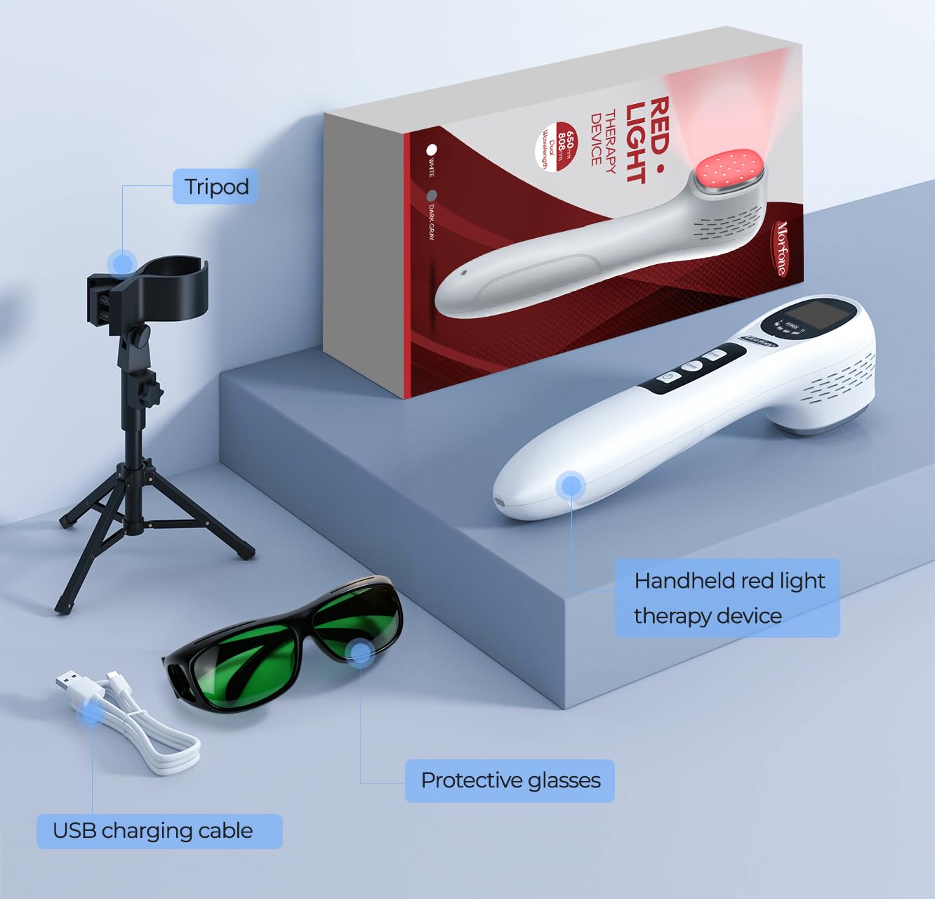 Morfone diseño ergonómico ligero para manejo cómodo.