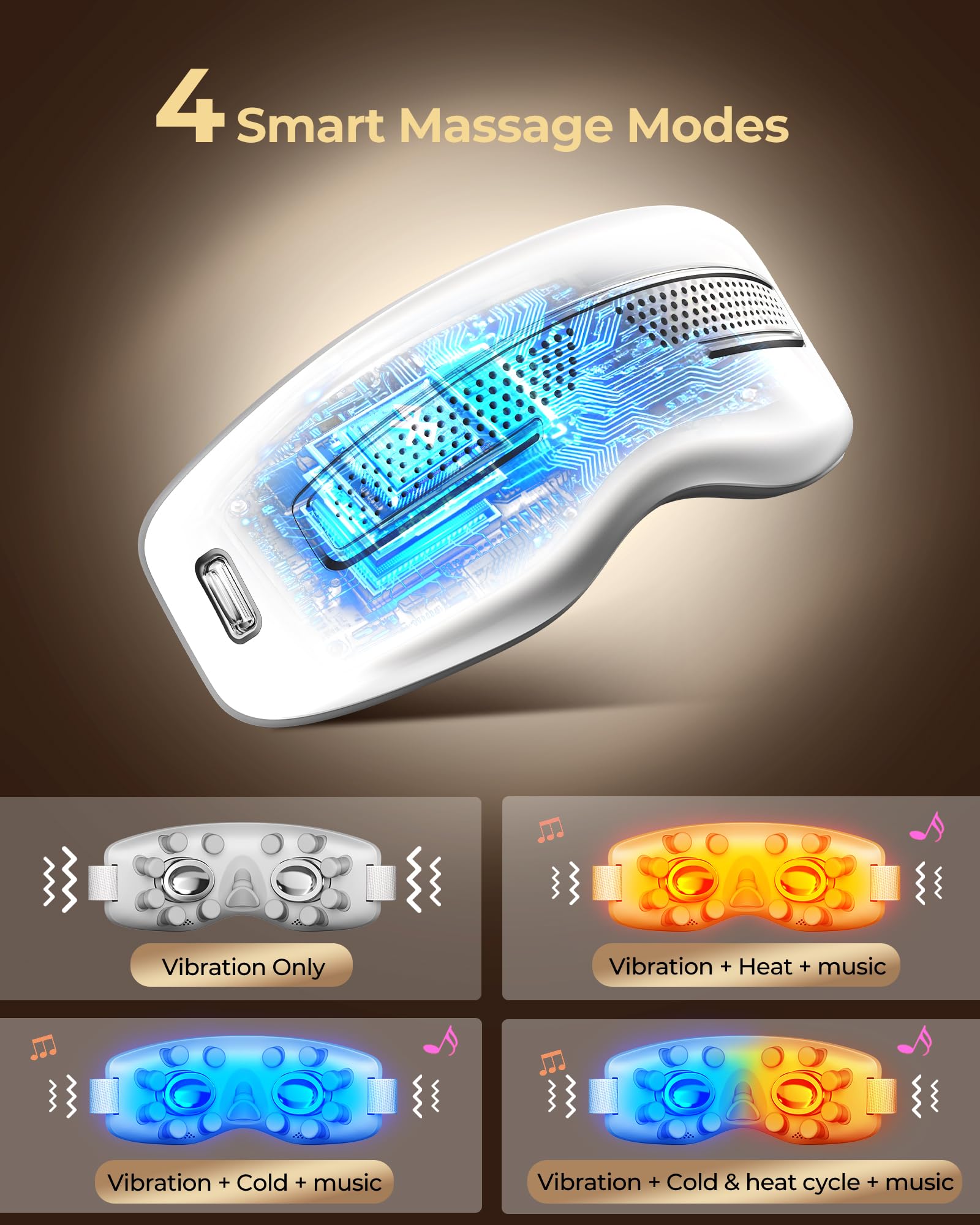 Morfone ofrece cuatro modos de masaje para comodidad personalizada.